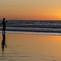 Beach Fishing at Sunset